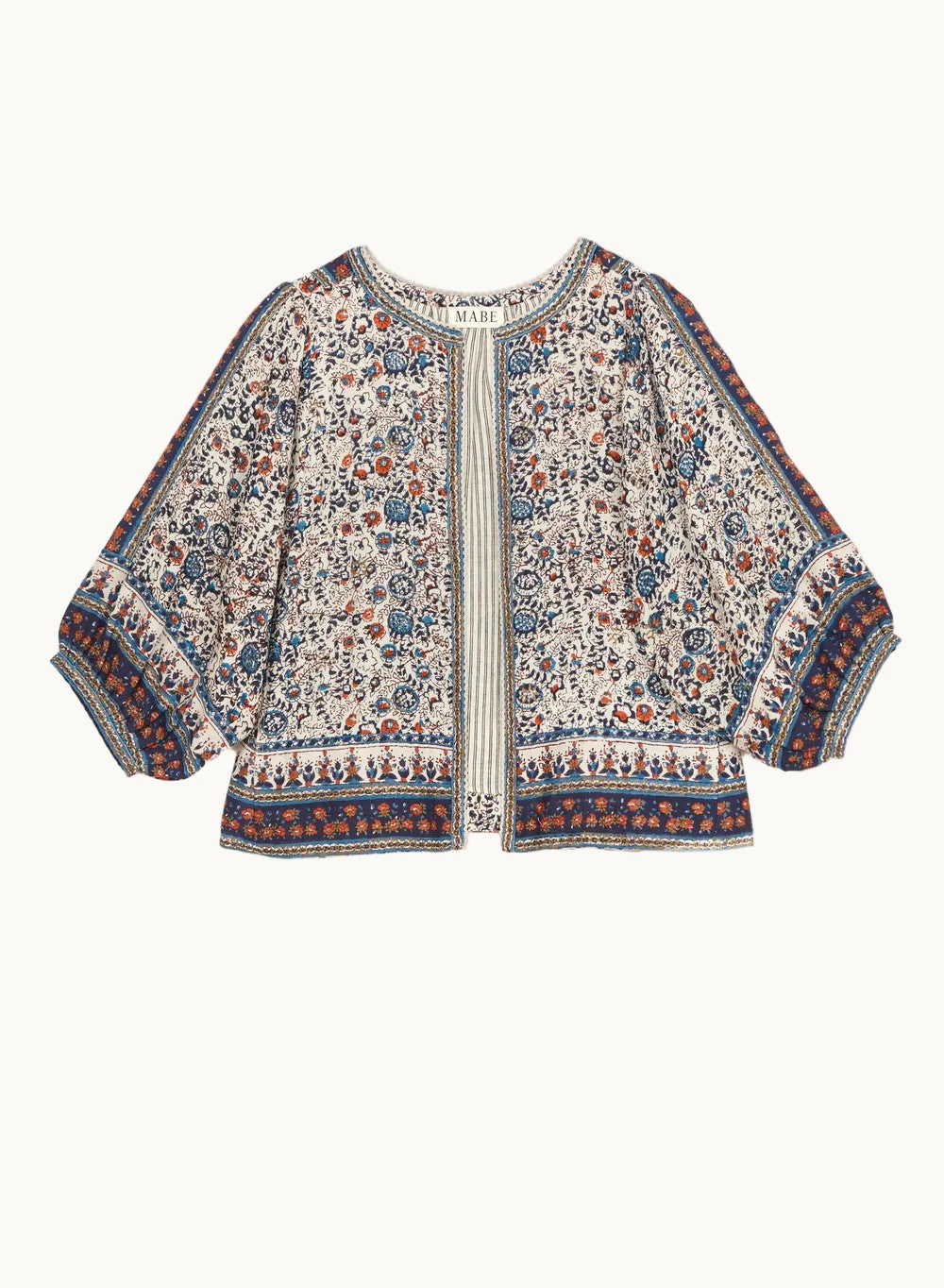 Jasje met bloem-blockprint in Navy | M.A.B.E.