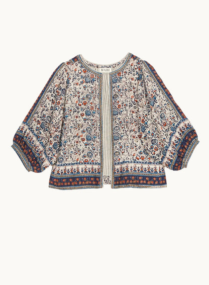 Jasje met bloem-blockprint in Navy | M.A.B.E.
