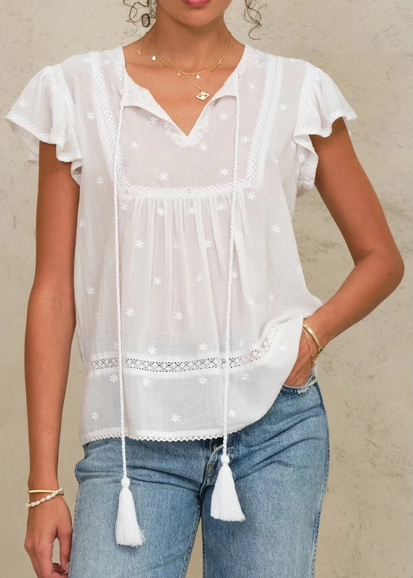 Blouse met bloemborduursel in White | M.A.B.E.