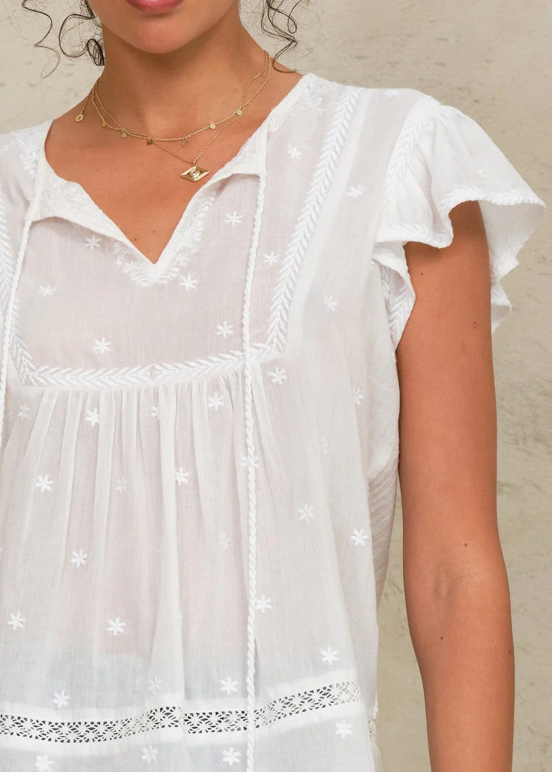Blouse met bloemborduursel in White | M.A.B.E.
