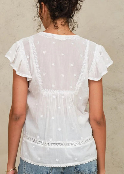 Blouse met bloemborduursel in White | M.A.B.E.