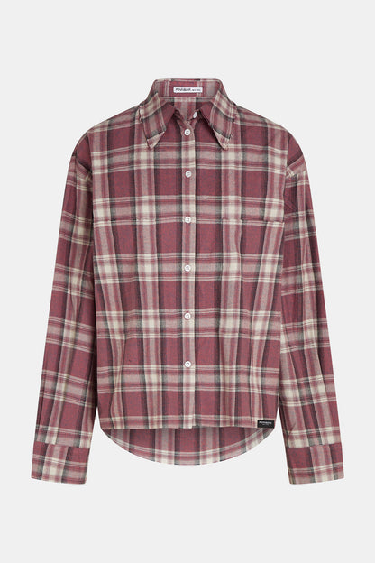 Penn & Ink Checked Cotton Blouse in Red