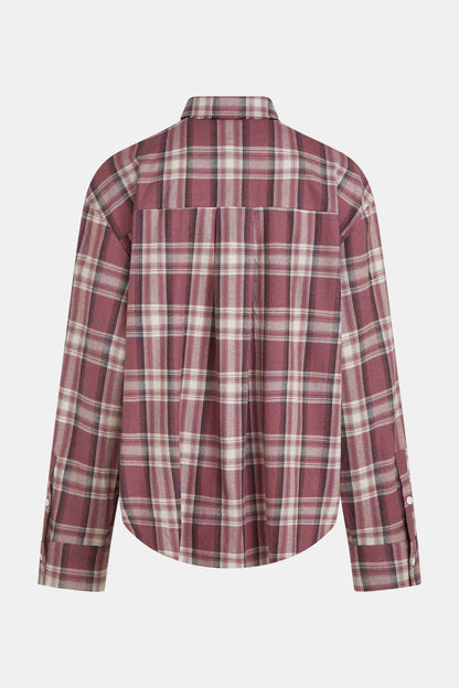 Penn & Ink Checked Cotton Blouse in Red