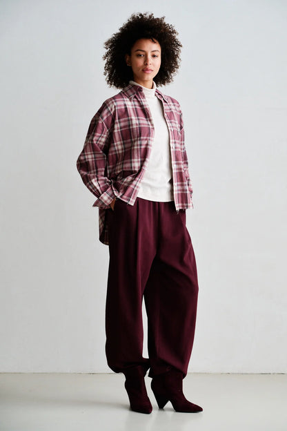 Penn & Ink Checked Cotton Blouse in Red