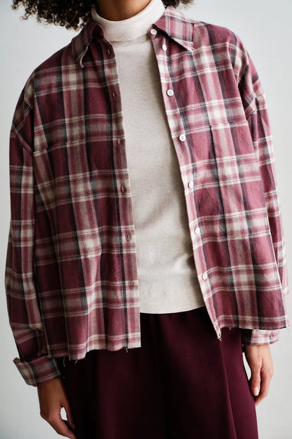 Penn & Ink Checked Cotton Blouse in Red