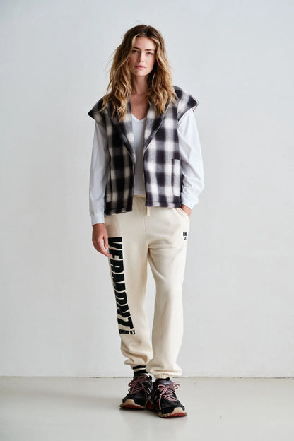 Penn & Ink Teddy-Lined Bodywarmer in Black & White Check