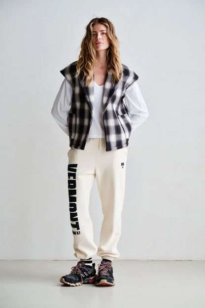 Penn & Ink Teddy-Lined Bodywarmer in Black & White Check