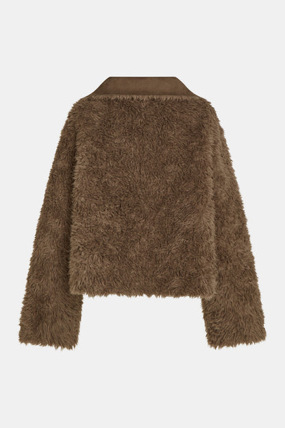 Penn & Ink Reversible Faux Fur Coat in Tabac