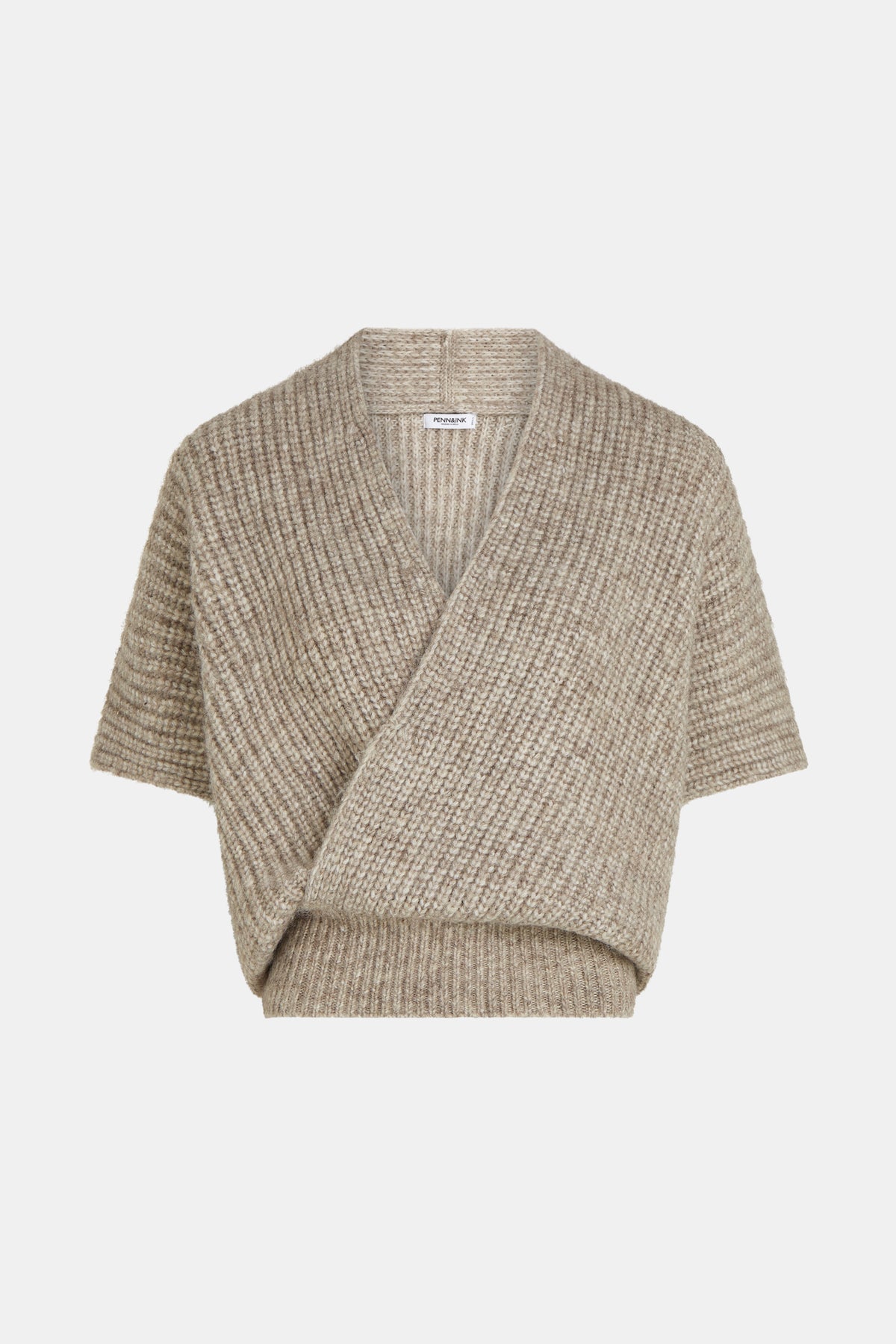 Penn & Ink Sleeveless Knit Sweater in Light Brown Melange