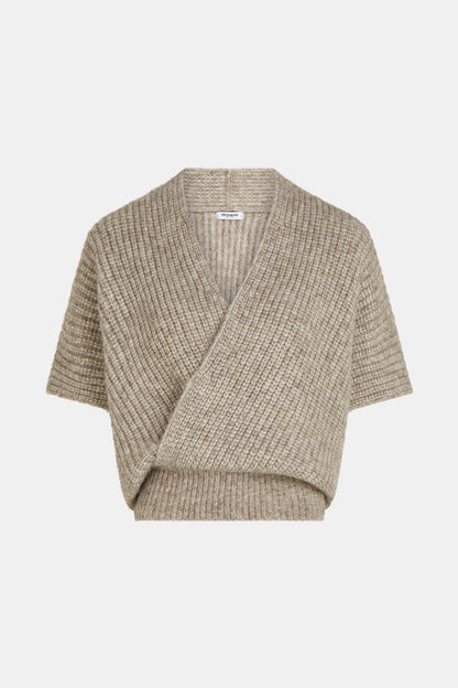 Penn & Ink Sleeveless Knit Sweater in Light Brown Melange