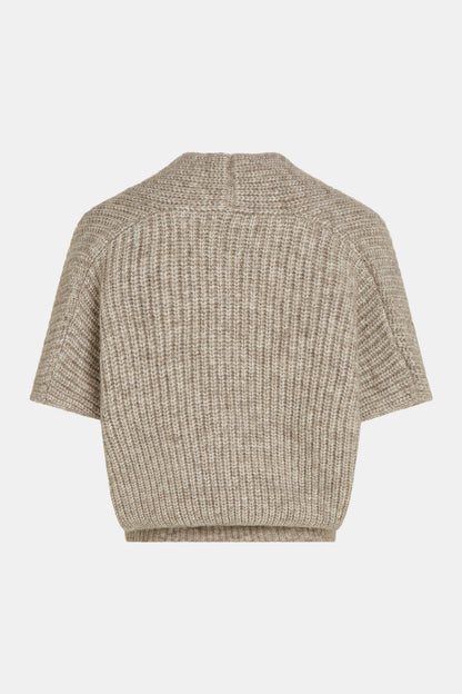 Penn & Ink Sleeveless Knit Sweater in Light Brown Melange
