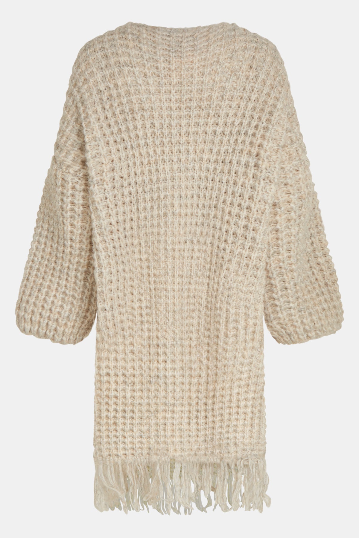 Penn & Ink Long Fringe Cardigan in Natural Melange