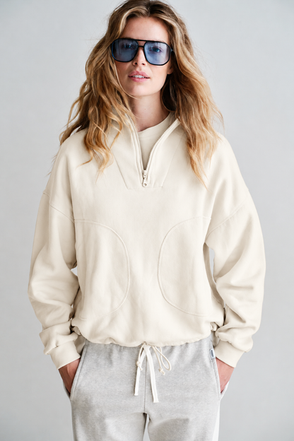 Penn & Ink Half-Zip Sweatshirt in Ecru