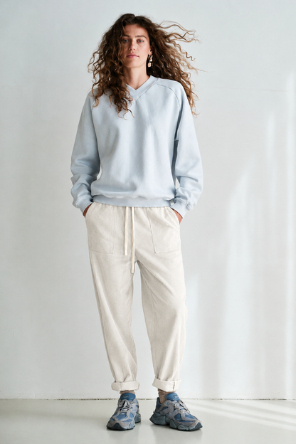 Penn & Ink Corduroy Trousers in Wool White