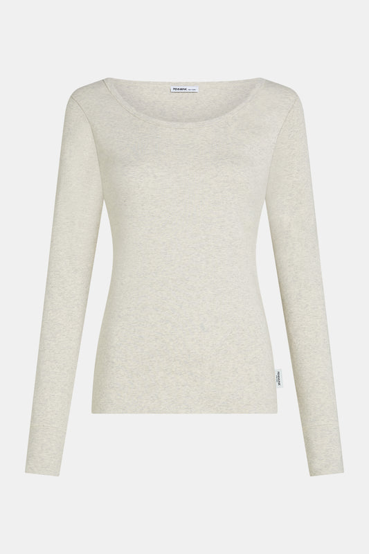 Penn & Ink T-shirt met lange mouwen in Ecru Melange