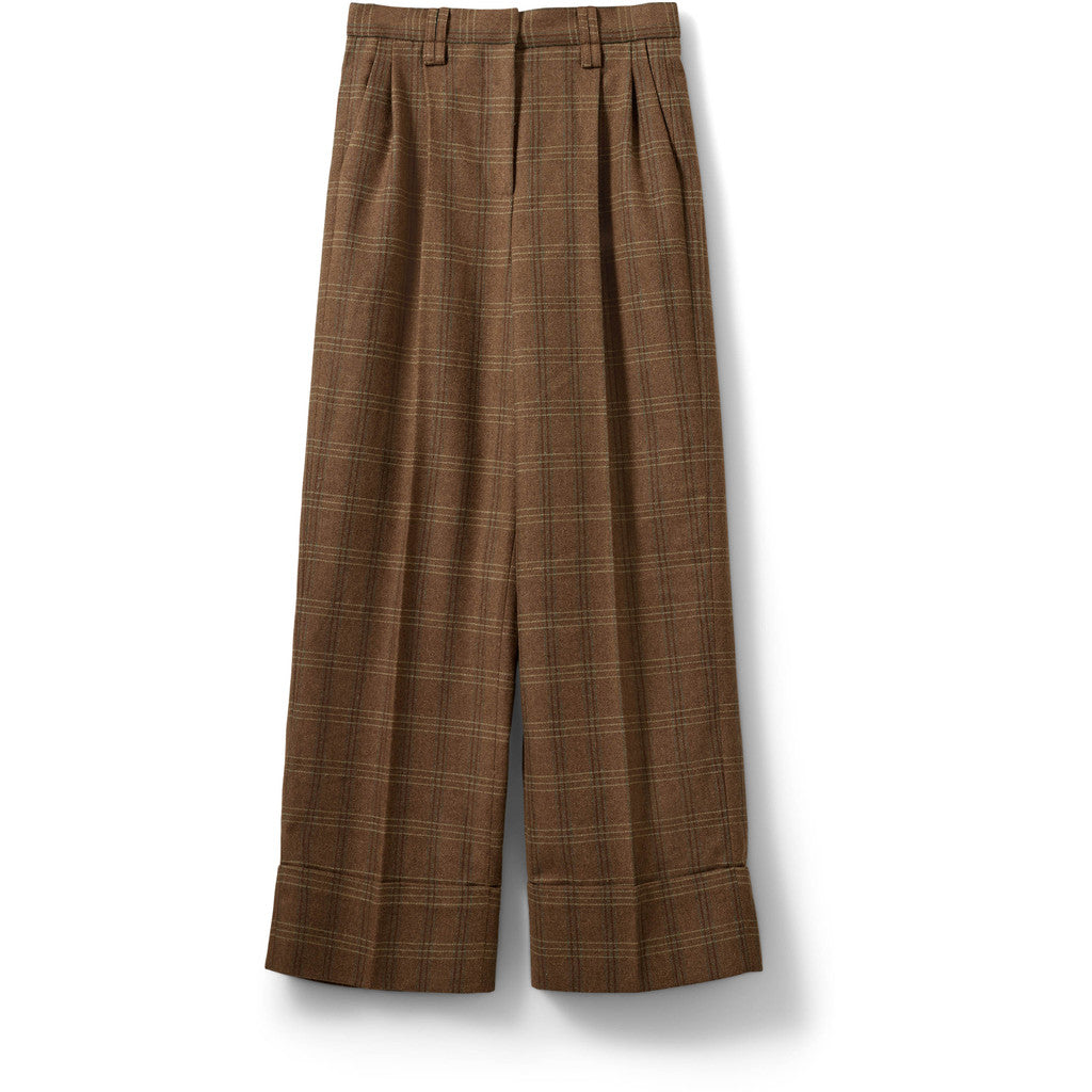Checked wide trousers in Mid brown check | Sofie Schnoor