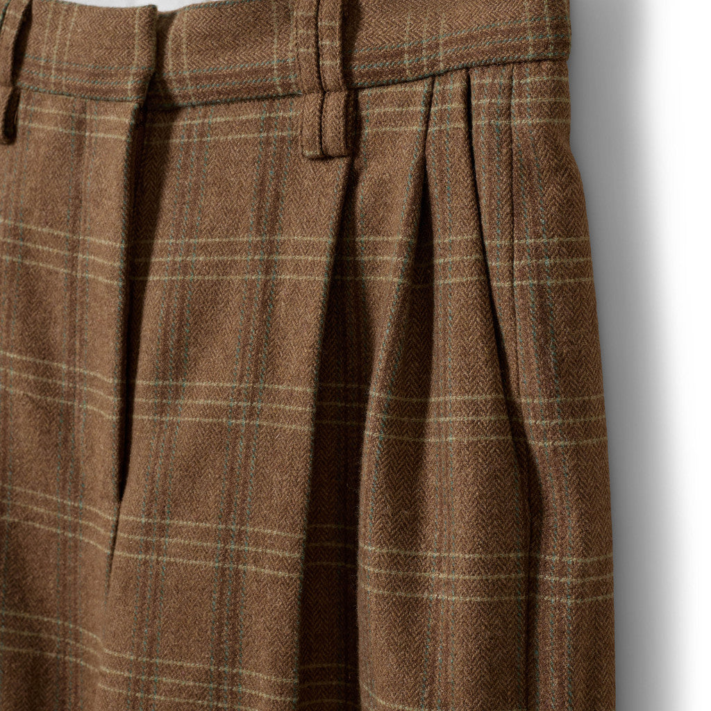 Checked wide trousers in Mid brown check | Sofie Schnoor