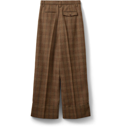 Checked wide trousers in Mid brown check | Sofie Schnoor