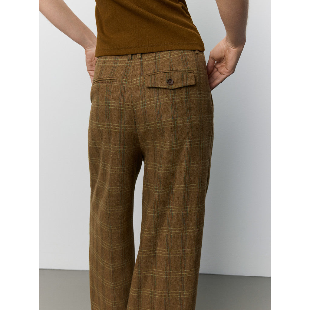 Checked wide trousers in Mid brown check | Sofie Schnoor