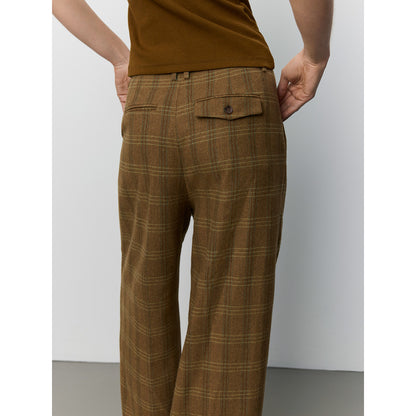 Checked wide trousers in Mid brown check | Sofie Schnoor