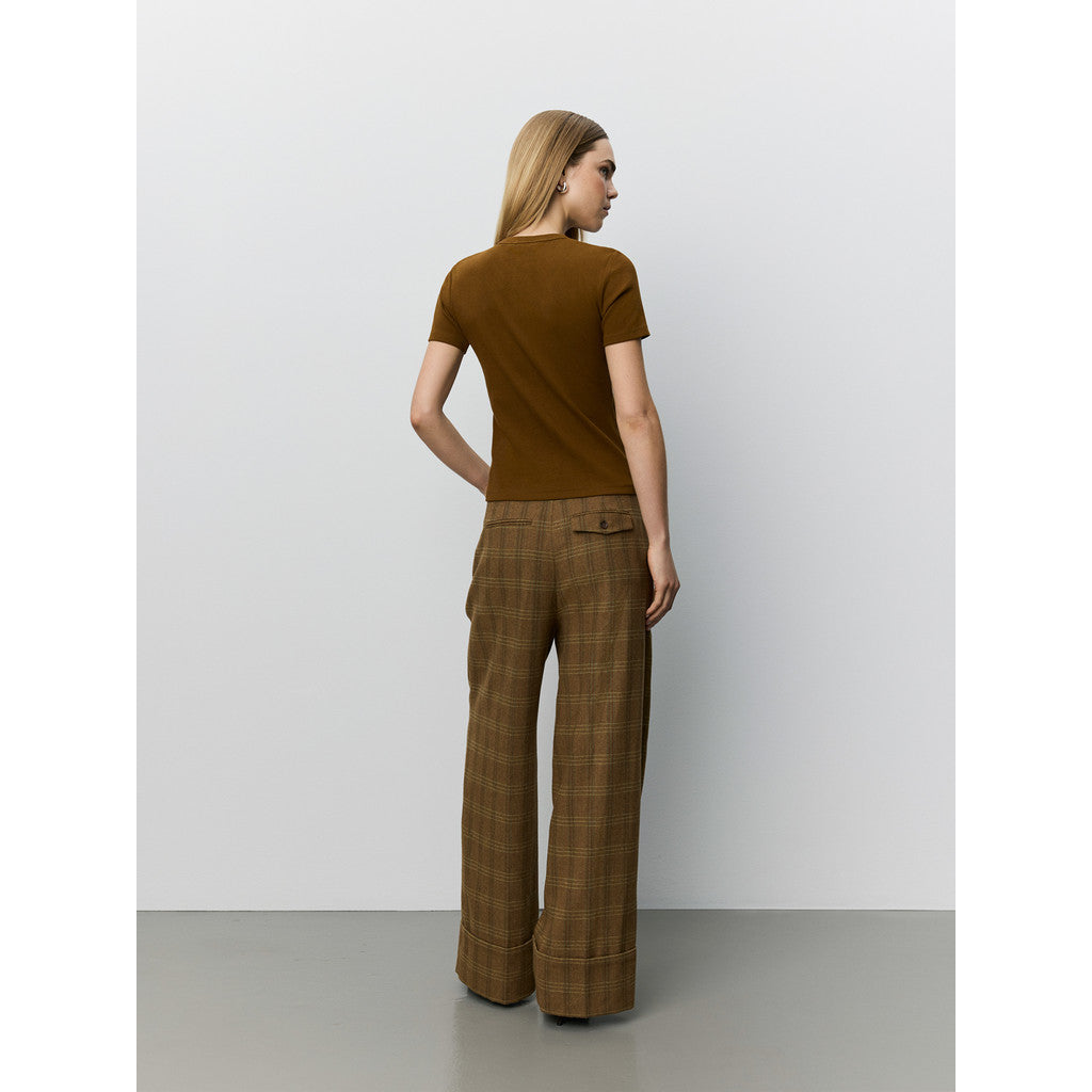 Checked wide trousers in Mid brown check | Sofie Schnoor