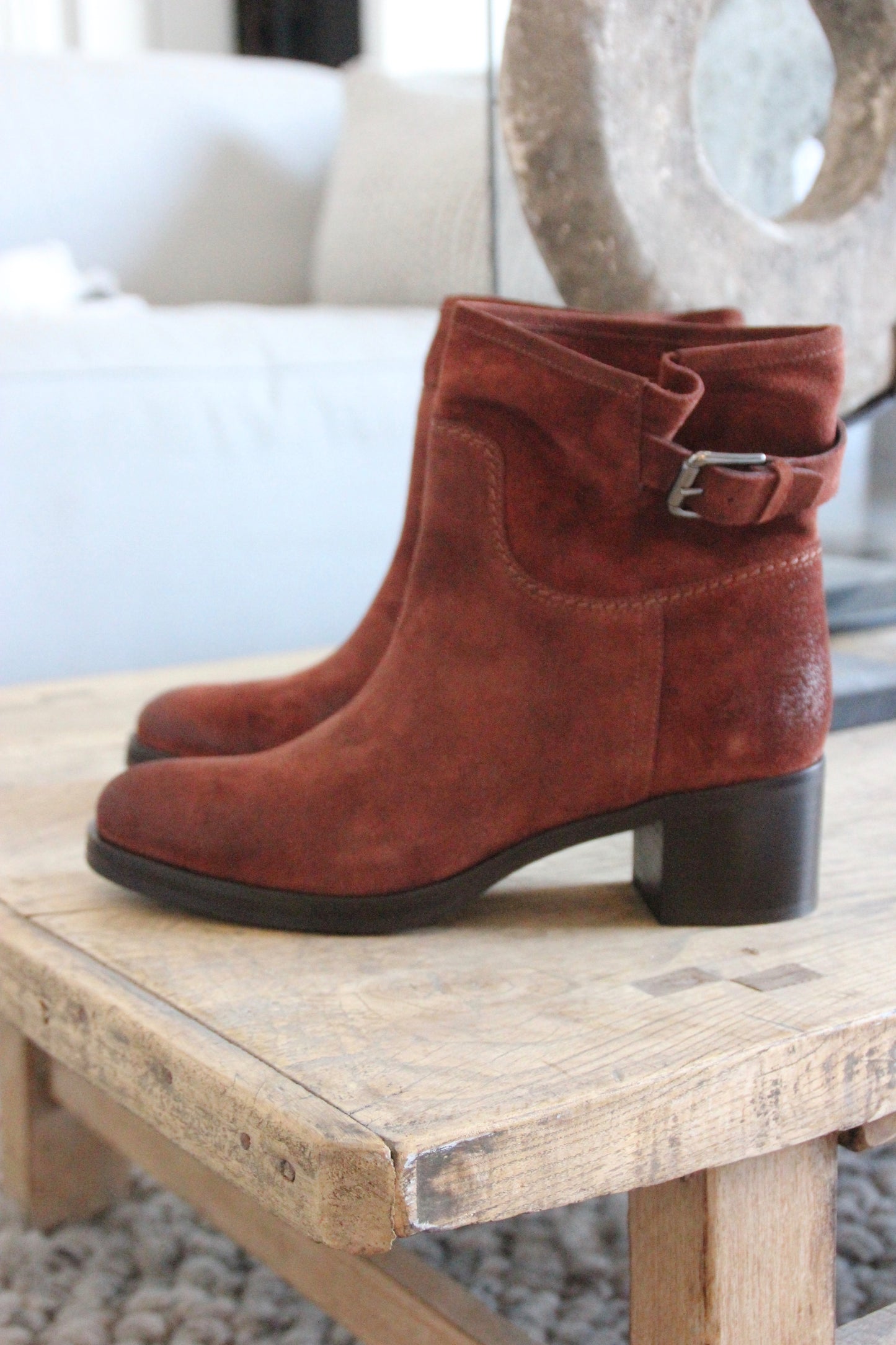 Bibi ankle boots in 'Rusty red' suede