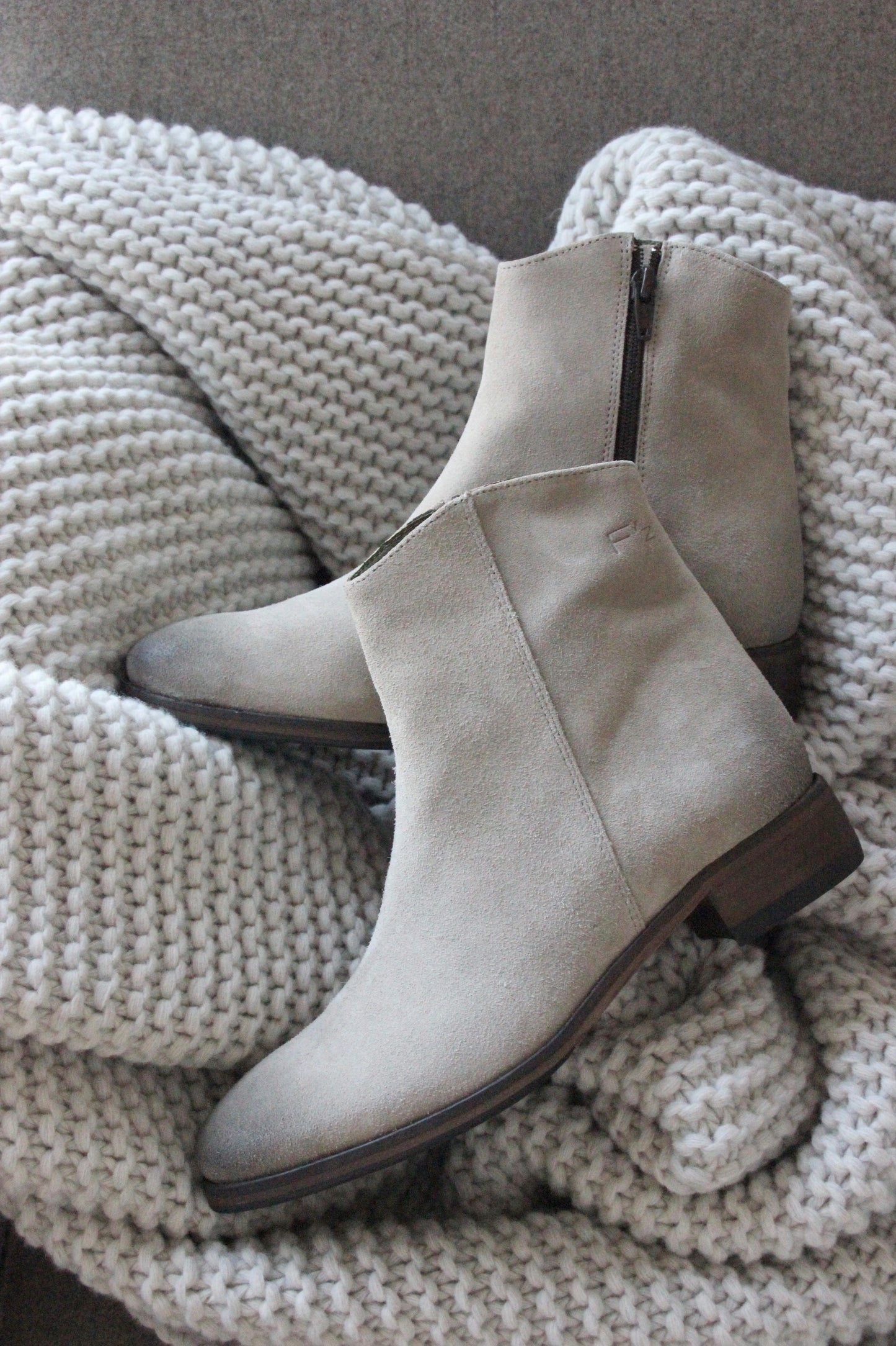 Sylvia ankle boots in 'Earth beige' suede